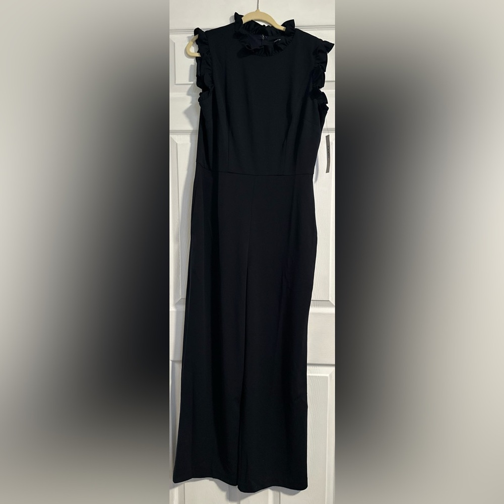 Maggy London High Neck Ruffle Detail Jumpsuit Size 12 - Picture 5 of 7